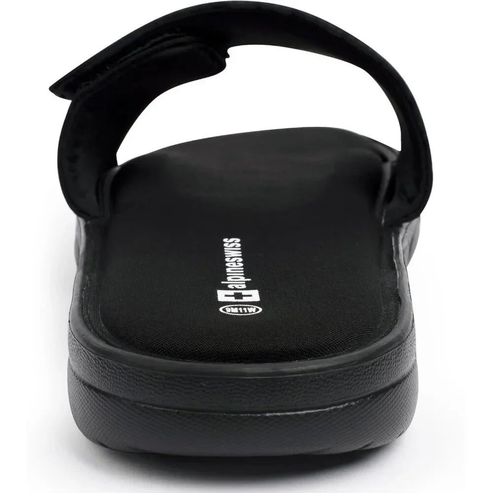 Men's Slide Sandals Black Arch Support Adjustable Strap Anti-Slip